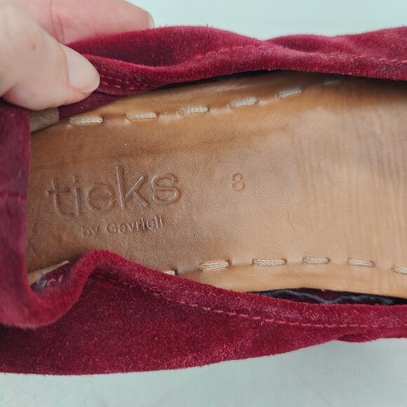 Tieks Flats Womens 8 Rouge Dark Red Suede‎ Leather Ballet Slip On Shoes - Picture 6 of 8